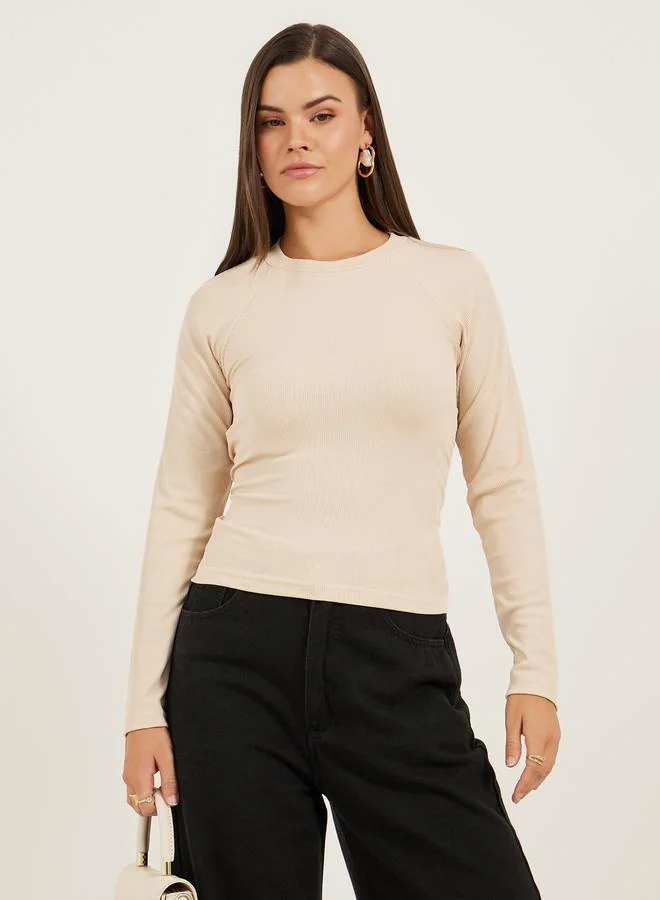 Take Two Solid Round Neck Fitted T-Shirt